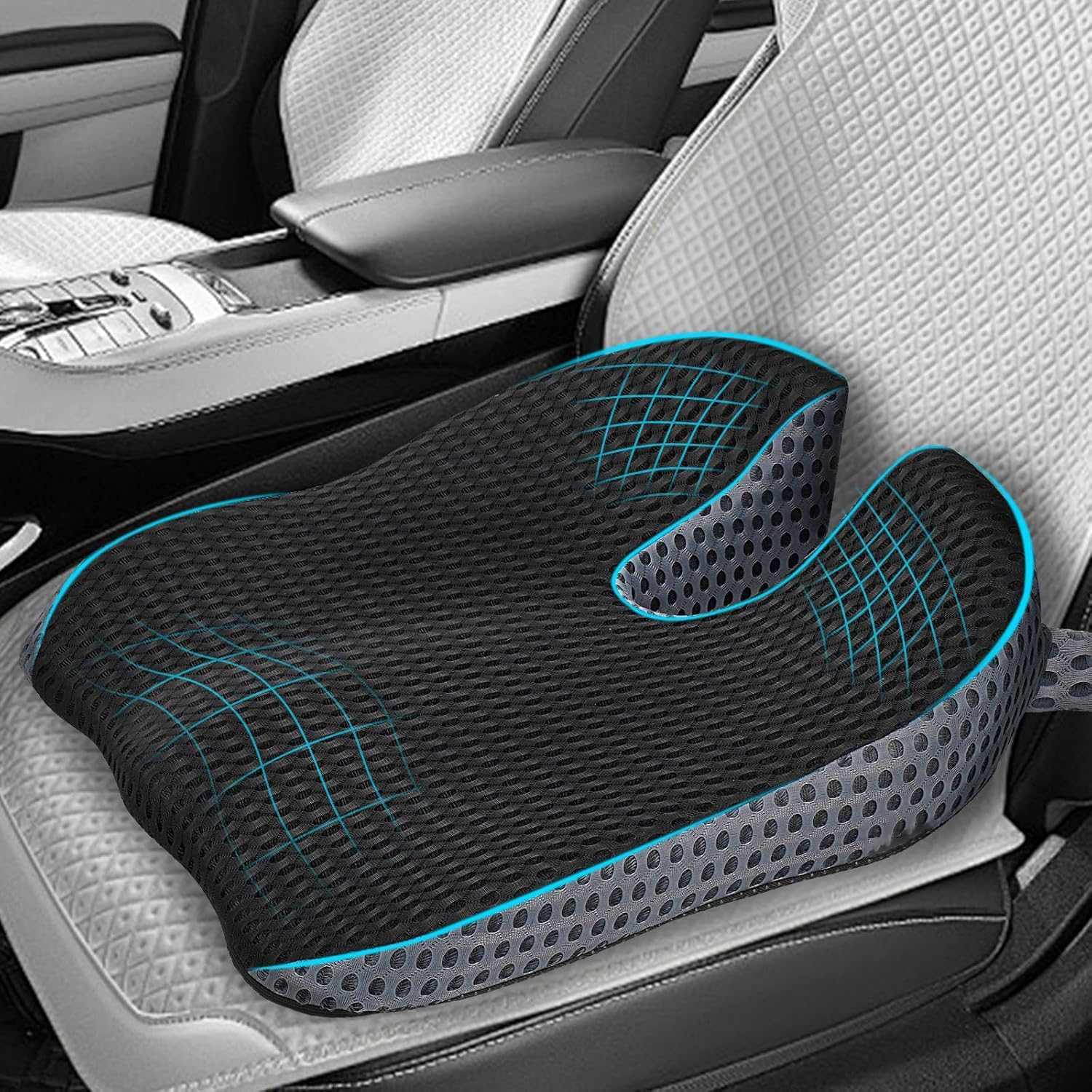 DriveLift Memory Foam Car Seat Cushion Height Booster for Better Posture and Driving Comfort