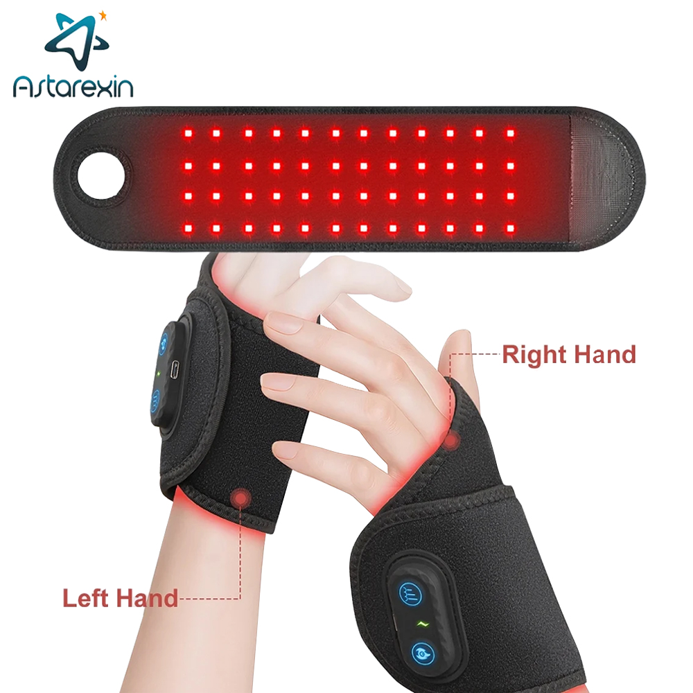Wireless Red Light Therapy Wrist Wrap Rechargeable 660nm 850nm Pain Relief Device for Wrist Ankle and Joint Support