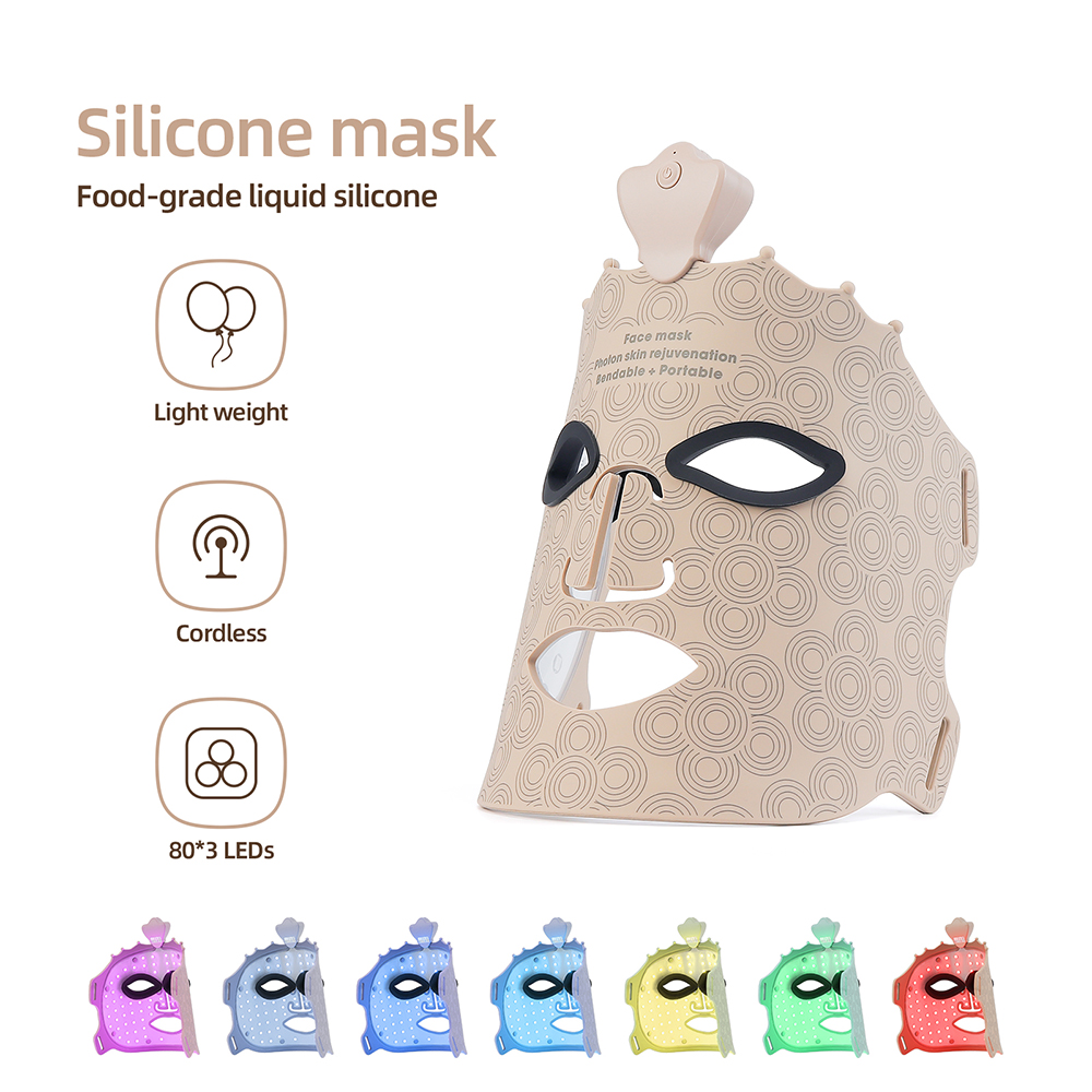 7 Color LED Face Mask Red Light Therapy Wireless Silicone Face Mask for Glowing Youthful Skin