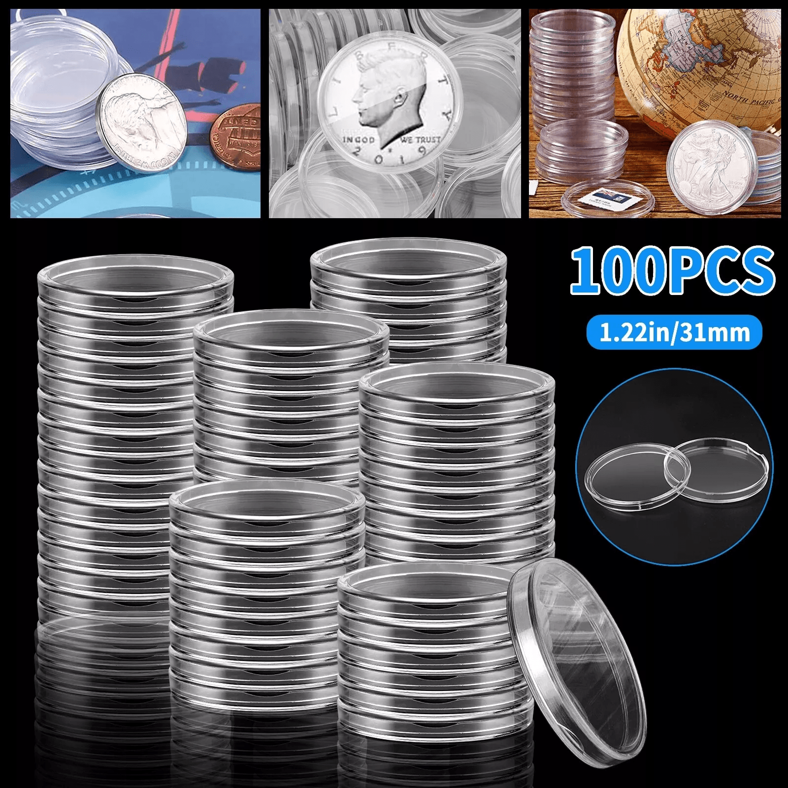 4 X CoinSafe Square Coin Storage Tubes For 1oz Silver Rounds & Medallions 39mm E - Foto 7