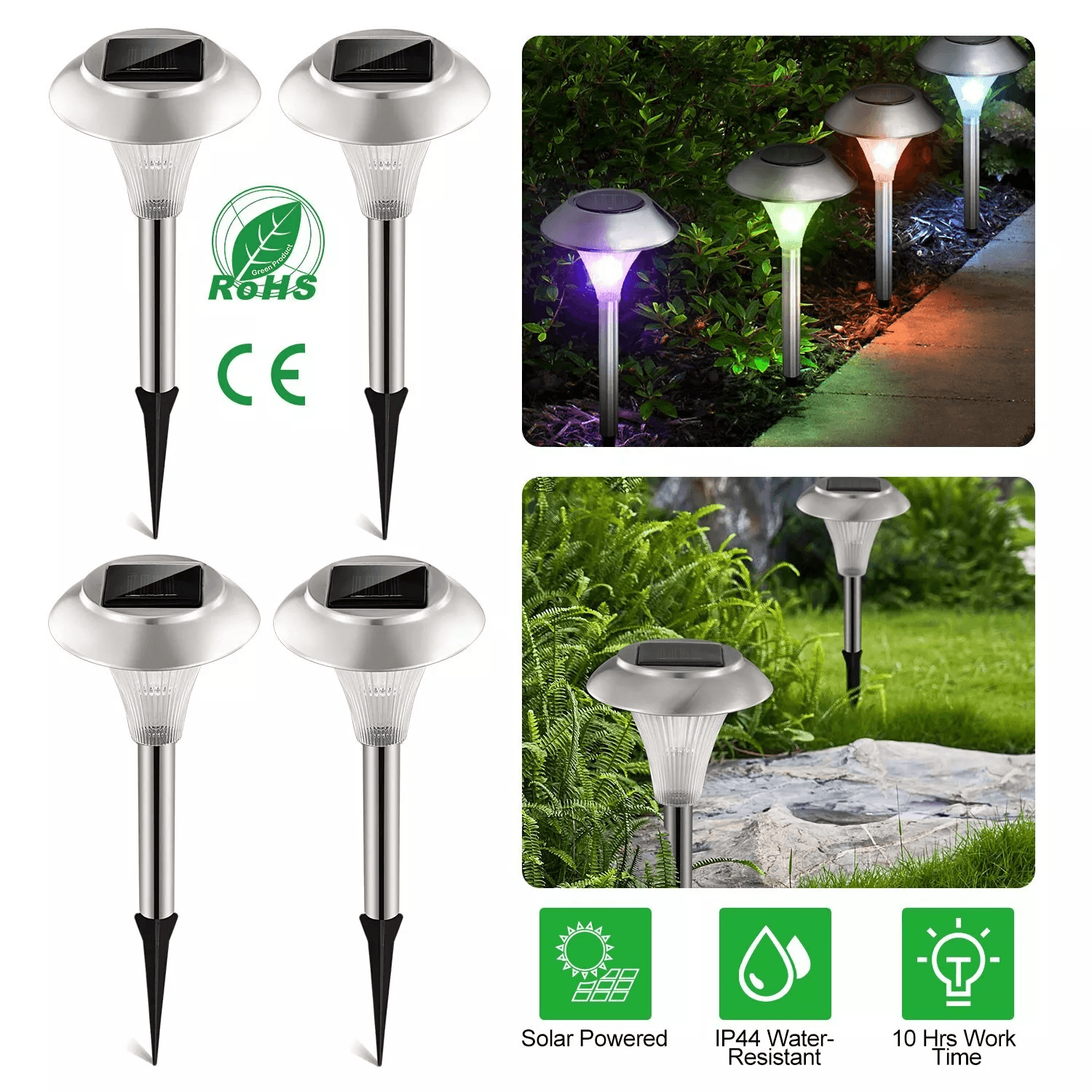 SOLAR LED PATHWAY Lights 4 PACK 15 Lumen Auto On/Off GTX Naturally Solar $59.95