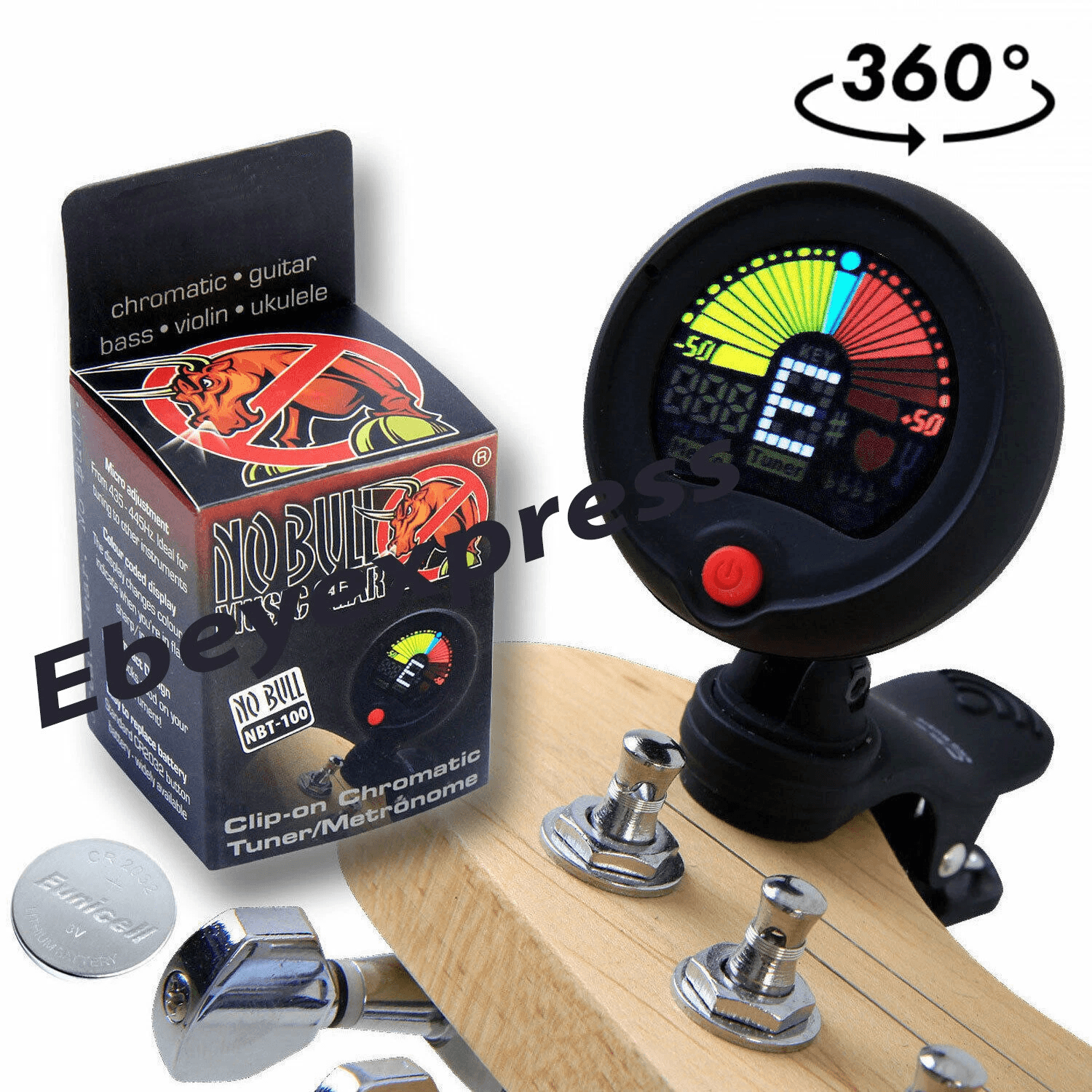 Chromatic LCD Digital Clip-On Electric Tuner for Guitar, Bass, Violin ...