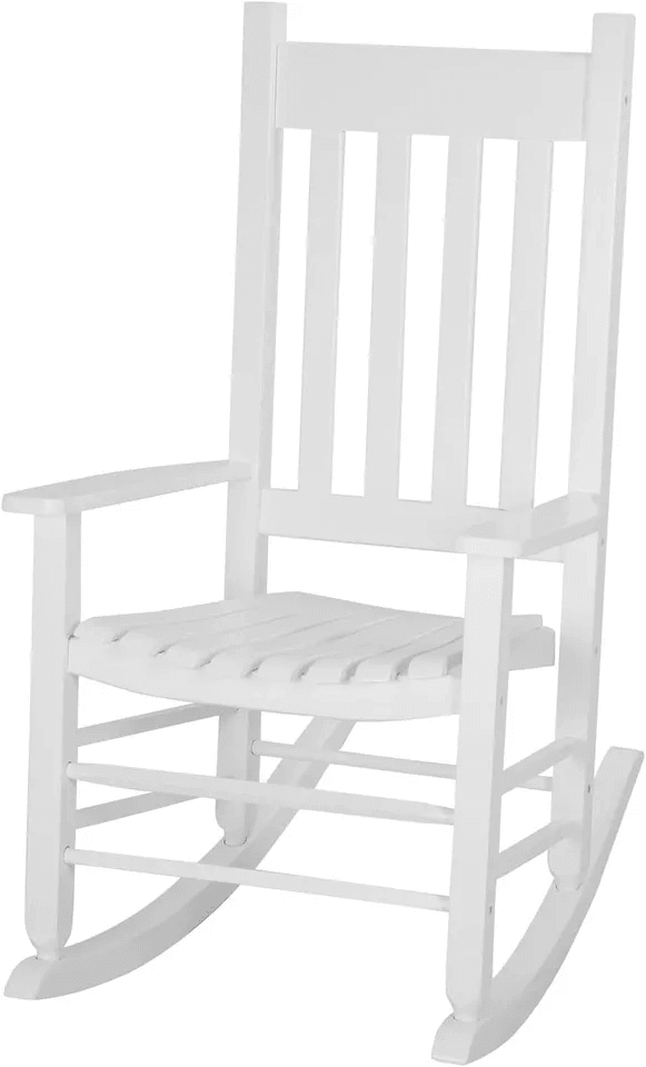 Outdoor Rocking Chair Patio Rocking Chair Porch Rocking W/High Back Solid Wood Rocker Chairs for Garden, Deck, Yard