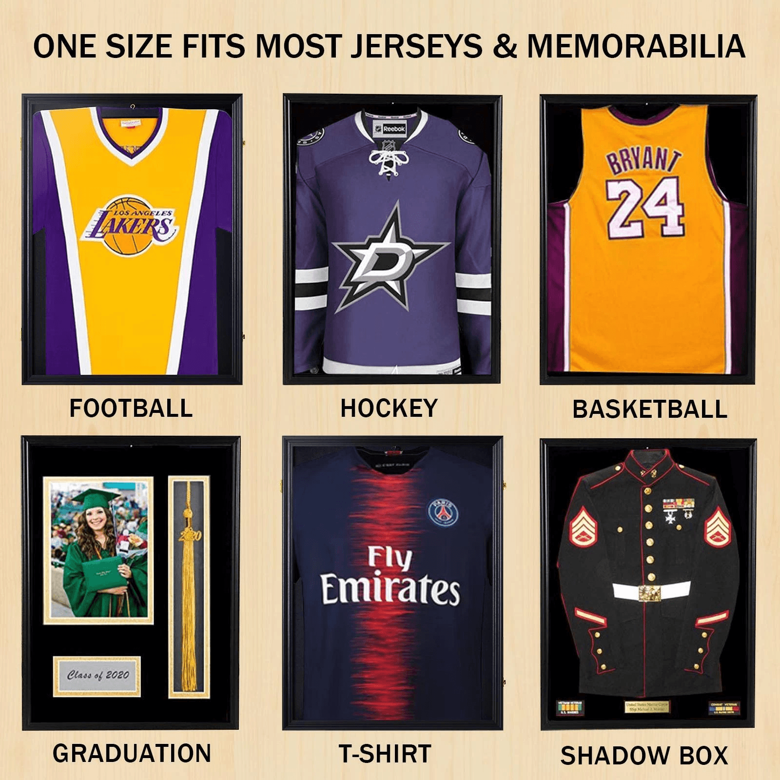 Lockable Jersey Display Frame with UV Protection | Inspire Uplift