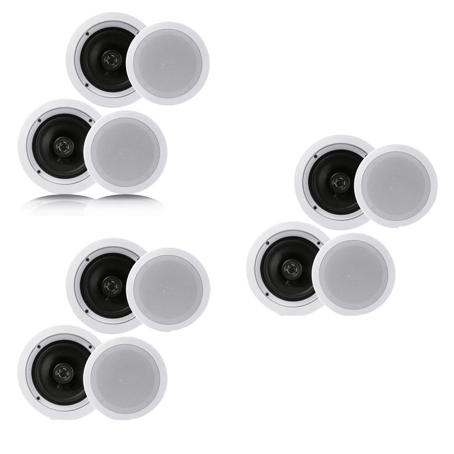 Pyle 6.5 200W In-Ceiling/Wall 2-Way Speaker System Pair (3 Pack) - Flush Mount Home Audio Speakers