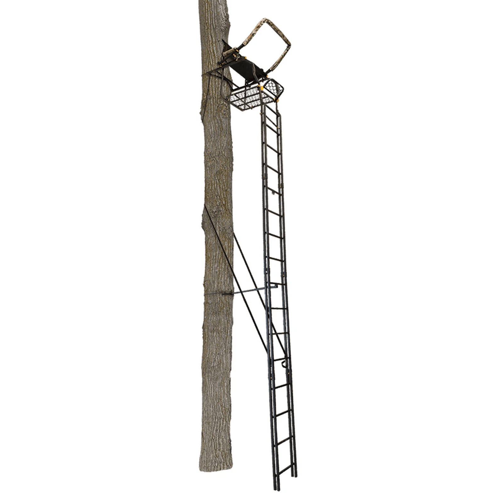 Muddy Skybox Deluxe Hunting Ladderstand, 1 Person Climbing Tree Stand with Adjustable Shooting Rail