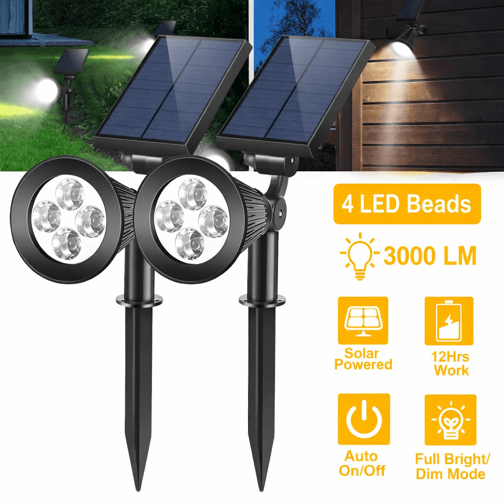 Outdoor Waterproof LED Solar Spotlight, Garden & Lawn Landscape