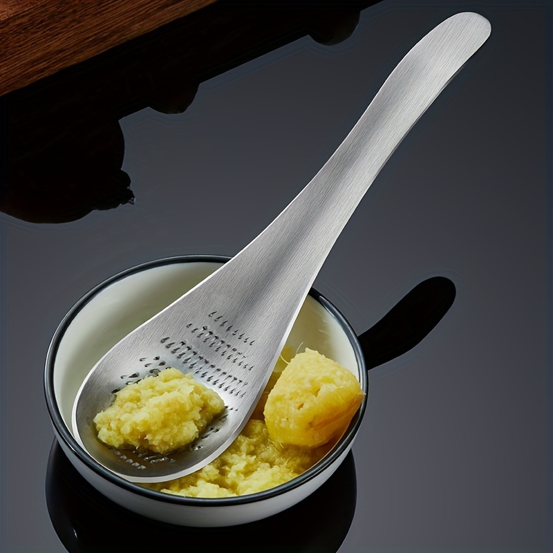 Stainless Steel Garlic Ginger Fruits Root Vegetable Grater Grinder Spoon for Kitchen