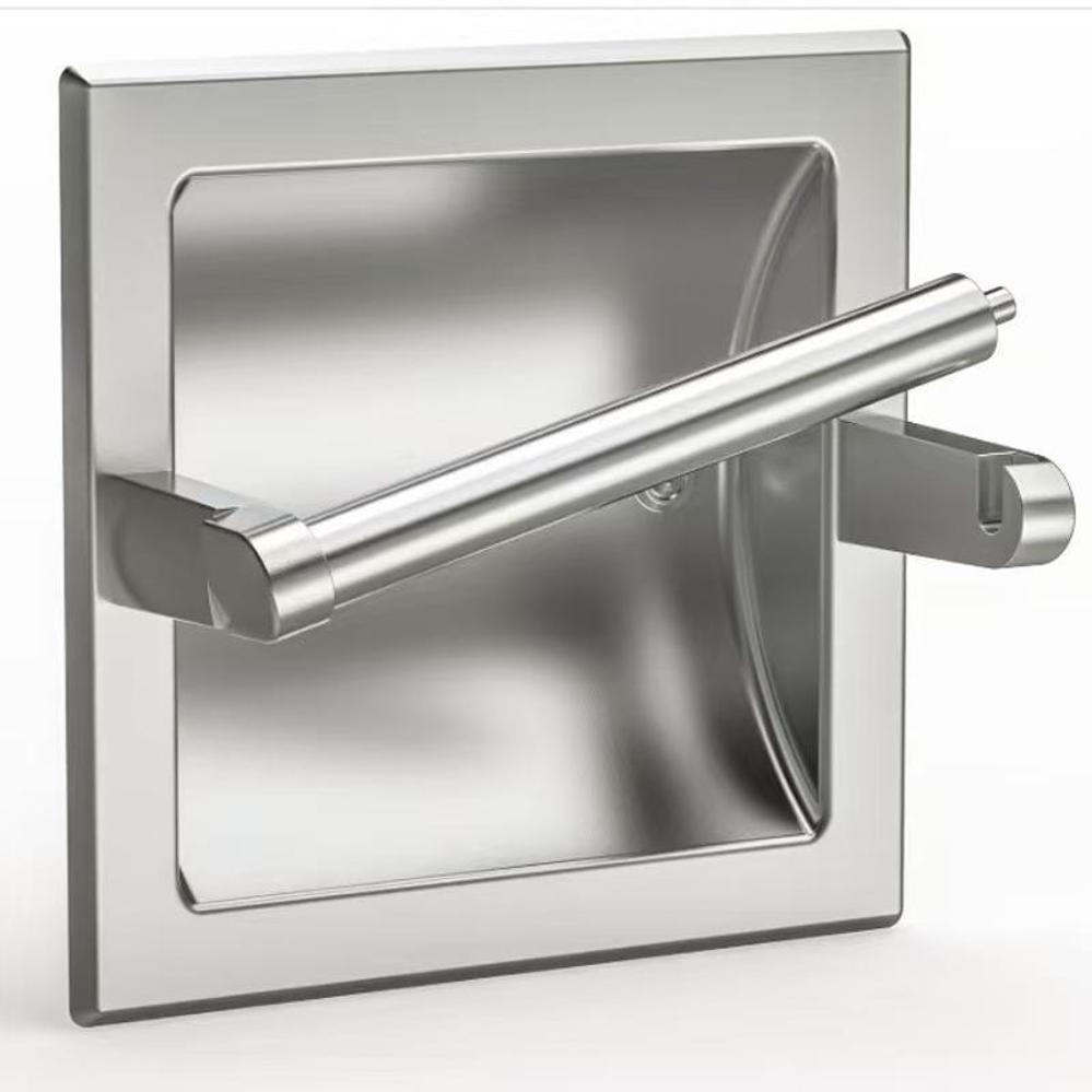 Premium Matte Black Recessed Toilet Paper Holder Wall Mounted Metal Bathroom Roll Dispensers