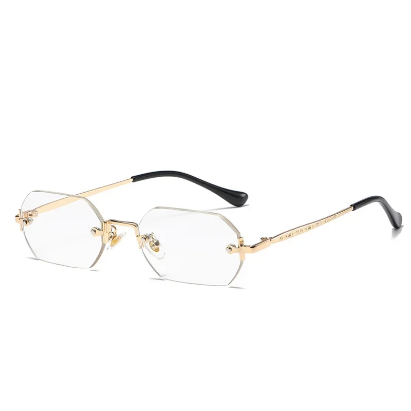 Vintage Rimless Polygon Sunglasses for Women & Men Small Frame Fashion Eyewear