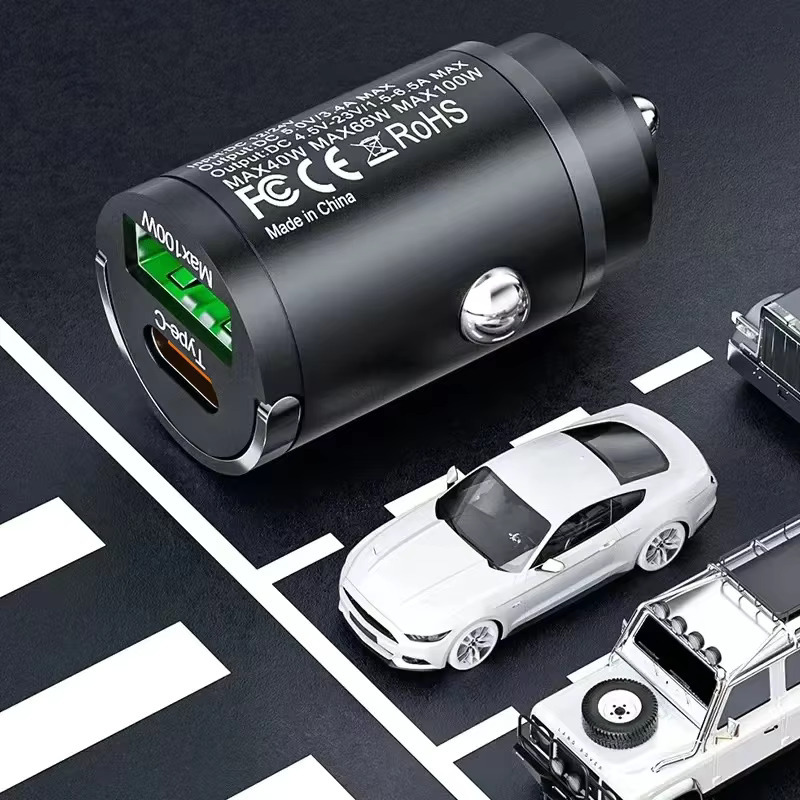100W USB C Dual Port Fast Car Charger for iPhone Android and Tablets