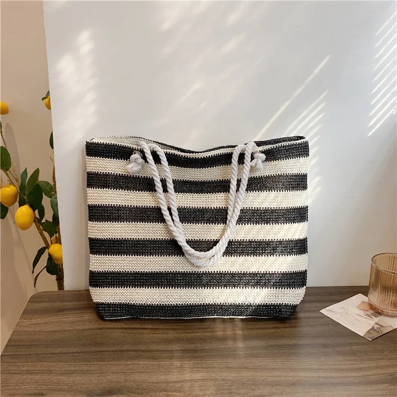 Coastal Chic Straw Beach Bag Large Capacity Woven Shoulder Bag for Summer Travel