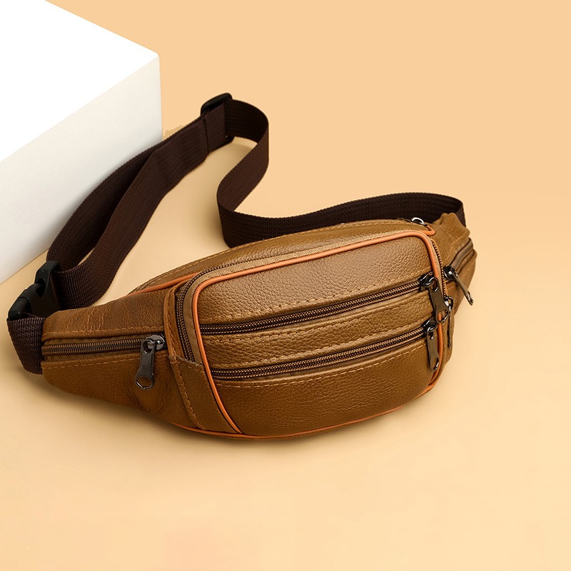 Genuine Leather Chest Bag for Men Luxury Crossbody Sling Bag with Multi Pocket Business Design