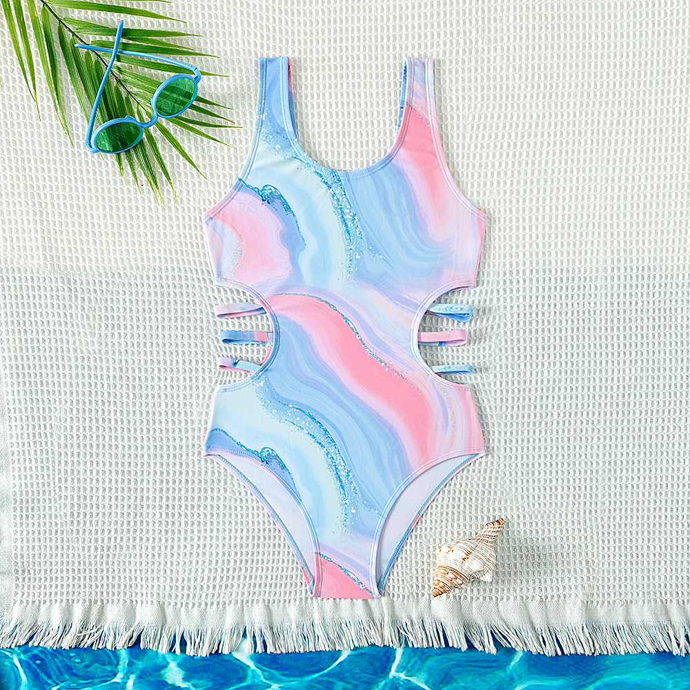 Girls One Piece Swimsuit Tie Dye Youth Swimwear for Teen Girls 5 to 15 Year