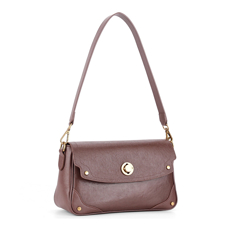 Vintage Genuine Leather Crossbody Bag for Women Vegetable Tanned Cowhide Shoulder Handbag