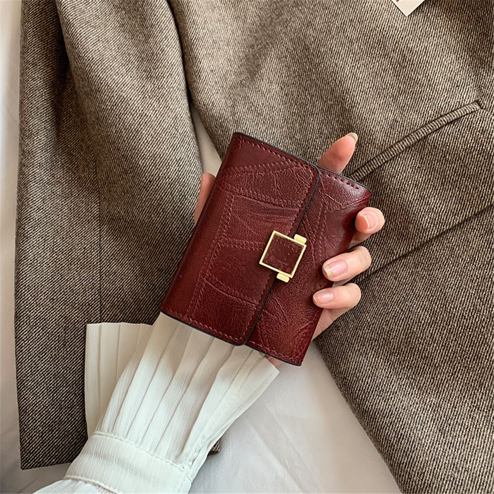 Vintage Leather Mini Wallet for Women with Multi Card Holder Coin Purse