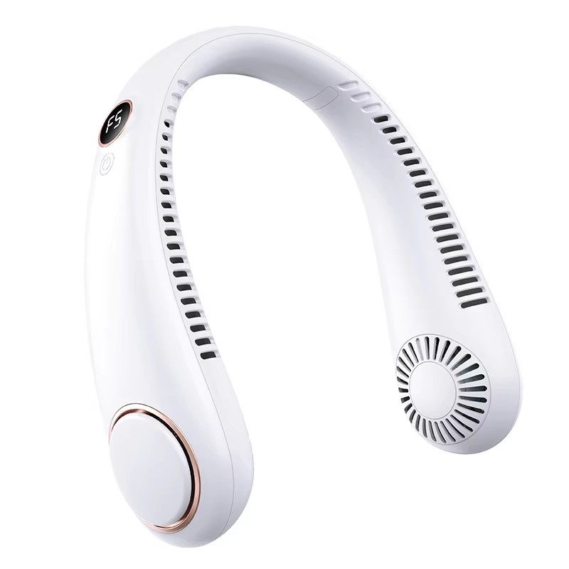 Portable Bladeless Neck Fan with LED Display Rechargeable Cooling Fan for Outdoor Comfort