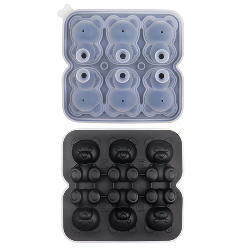 Cute Teddy Bear Ice Mold 6 Cavity Silicone Ice Cube Tray for Drinks, Desserts & DIY Treats