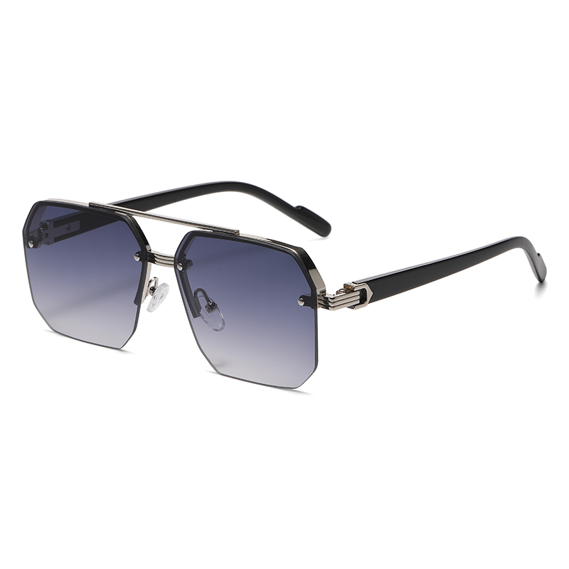 Retro Men's Metal Sunglasses UV400 Square Half Frame Shades