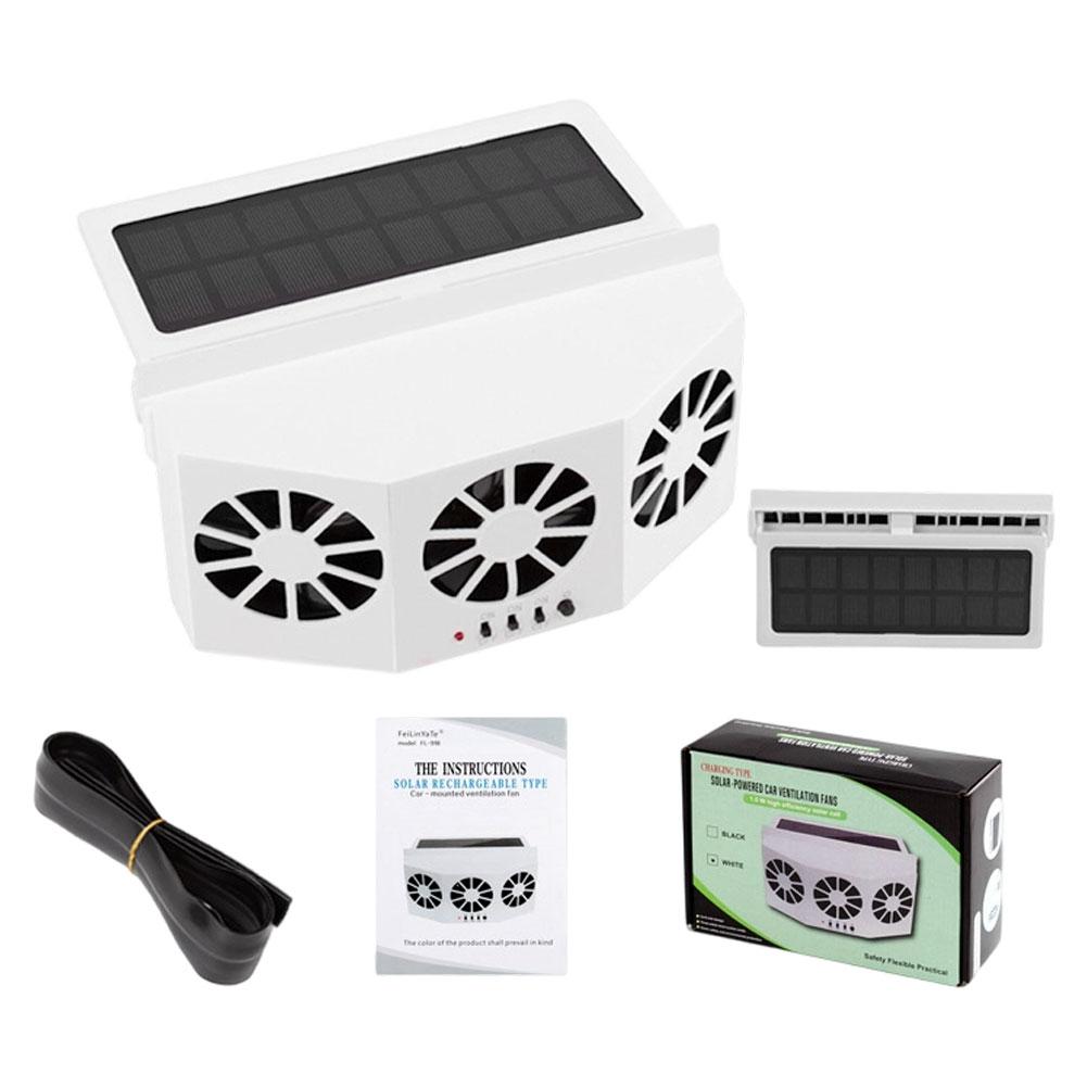 Solar Powered Car Ventilation Fan with Rechargeable Triple Cooling System