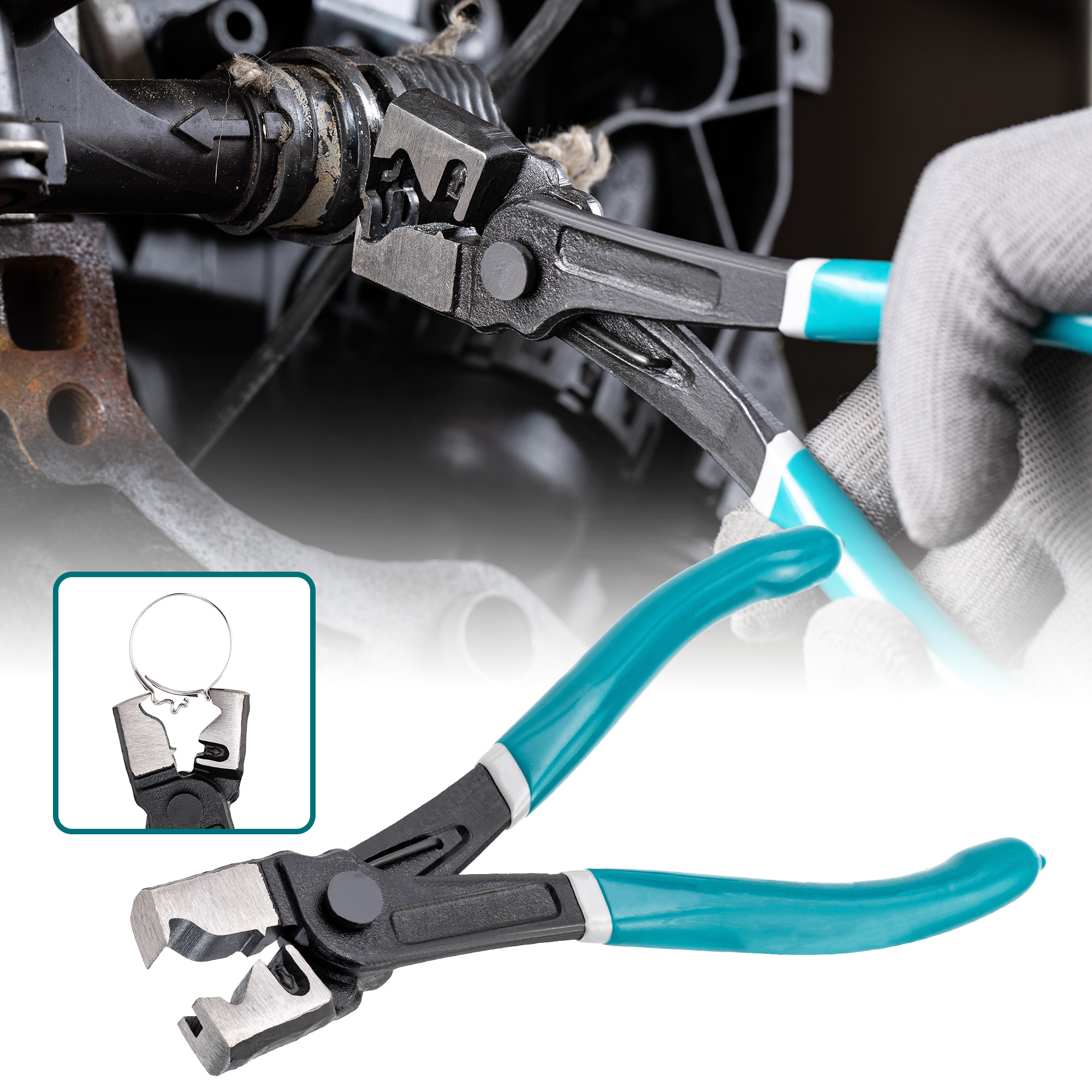 Heavy Duty Oil Hose Crimping Tool & Hose Clamp Pliers for Automotive and Motorcycle Repairs