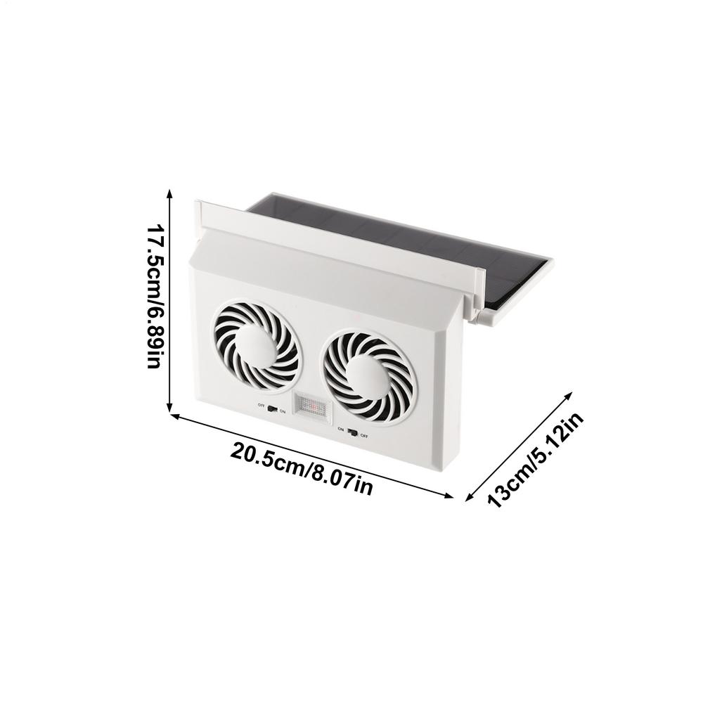 Solar Powered Car Ventilation Fan Dual Head Auto Air Circulator for Interior Cooling
