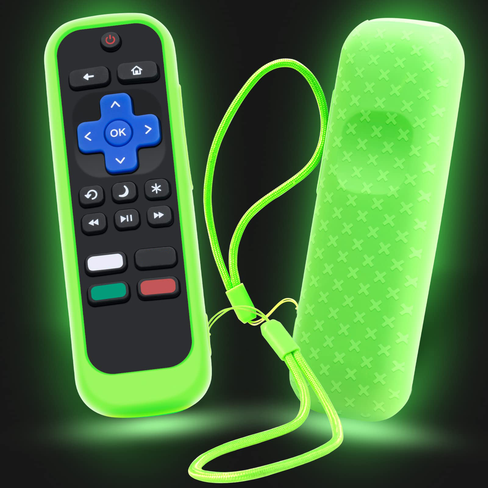 Roku Remote Cover Silicone Case Glow in the Dark Protective Sleeve for Universal Roku Remote