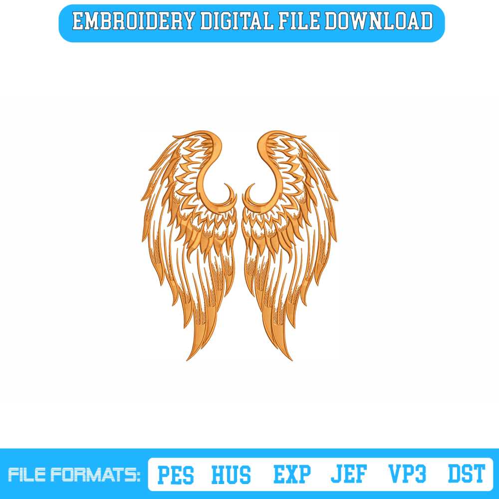 Angel Wings Machine Embroidery Design, 2 | Inspire Uplift