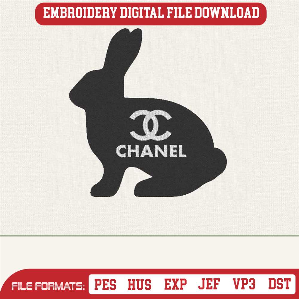 Chanel Easter bunny logo machine embroidery design files - Inspire Uplift
