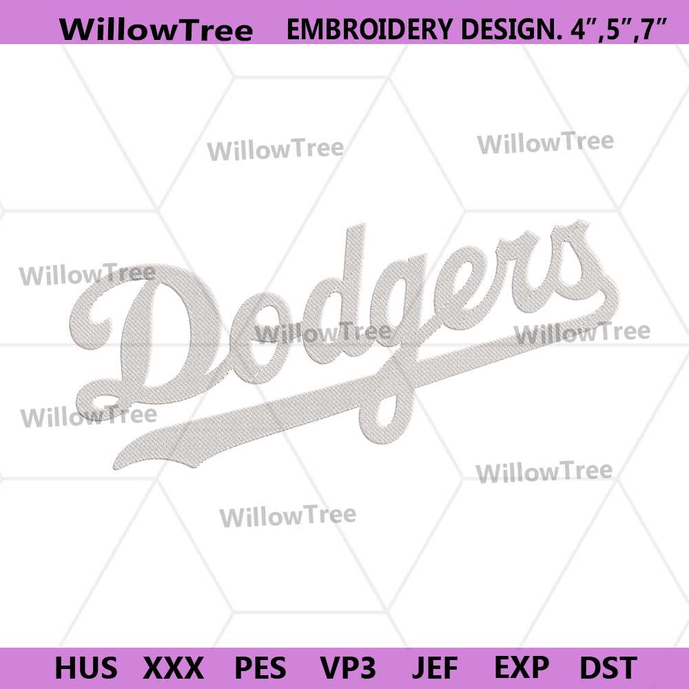 Dodgers Logo Embroidery Design, MLB Dogers