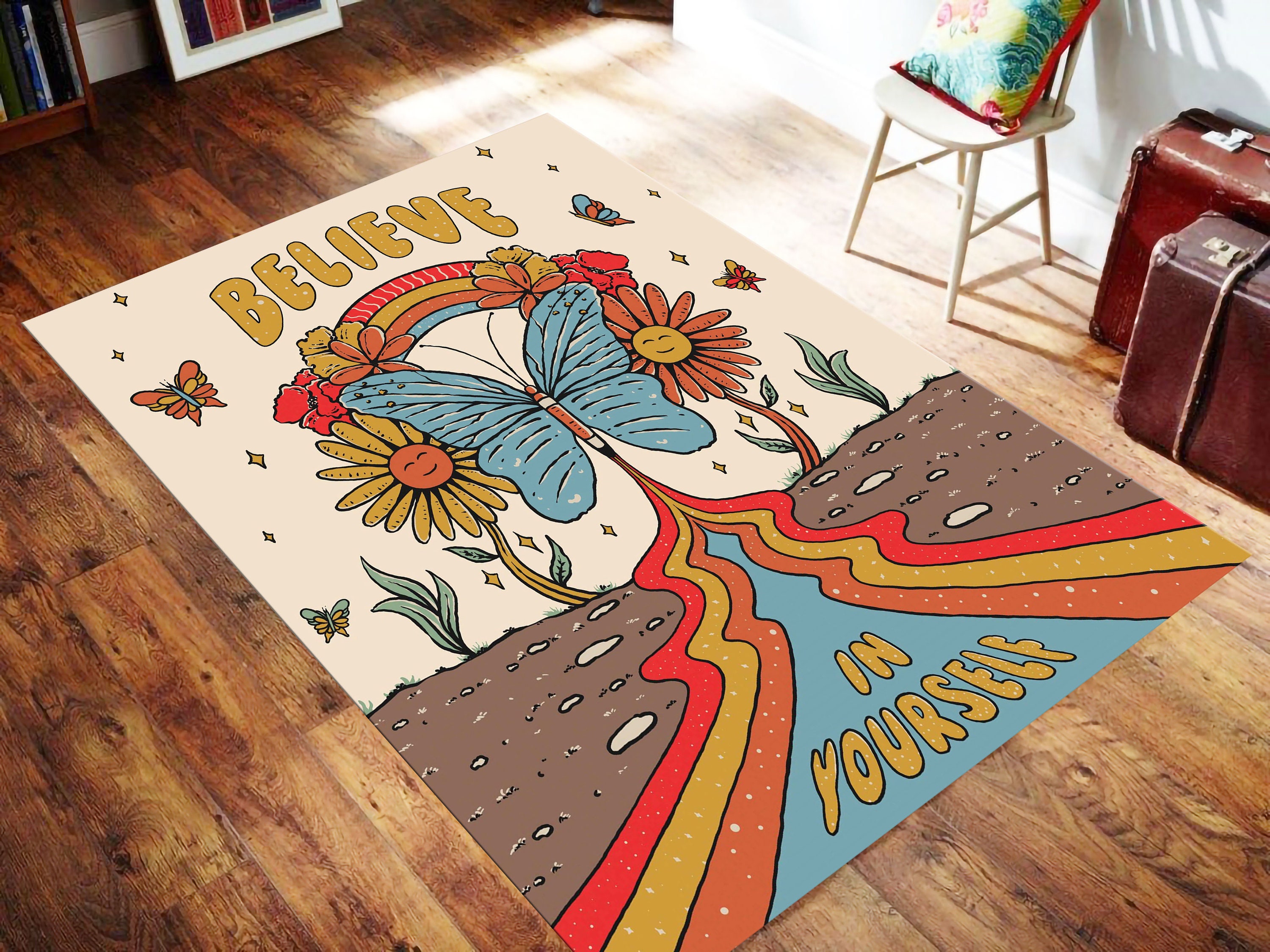 Vector Hippy Rug Hippie Cool Rug, Sun And Moon, Hippie Style Room Rug, Hippie | Inspire ...