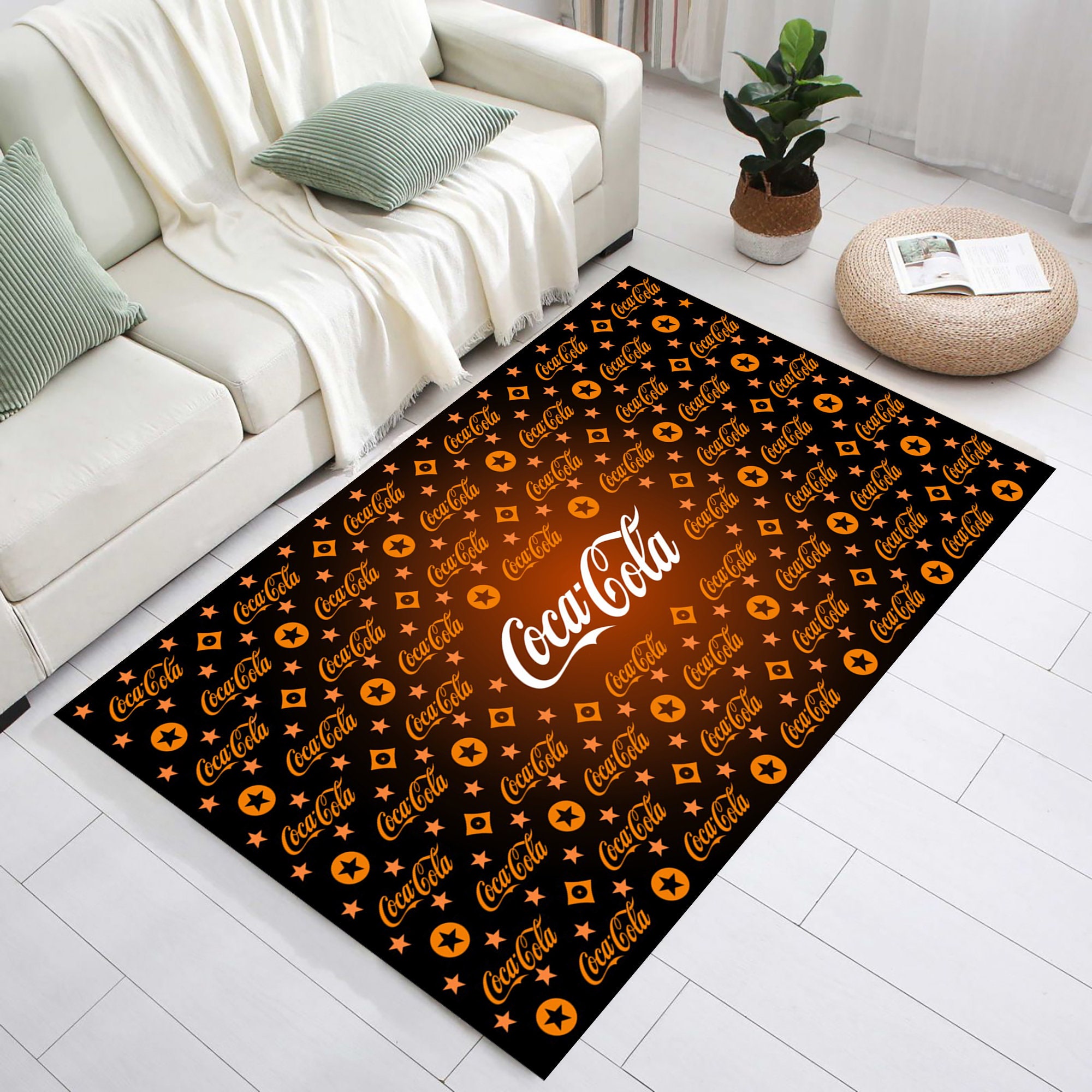 Coca Cola Round Rug Coca Cola Rug, Coca Cola Written Rug, Modern Rug, Brown Rug, | Inspire ...