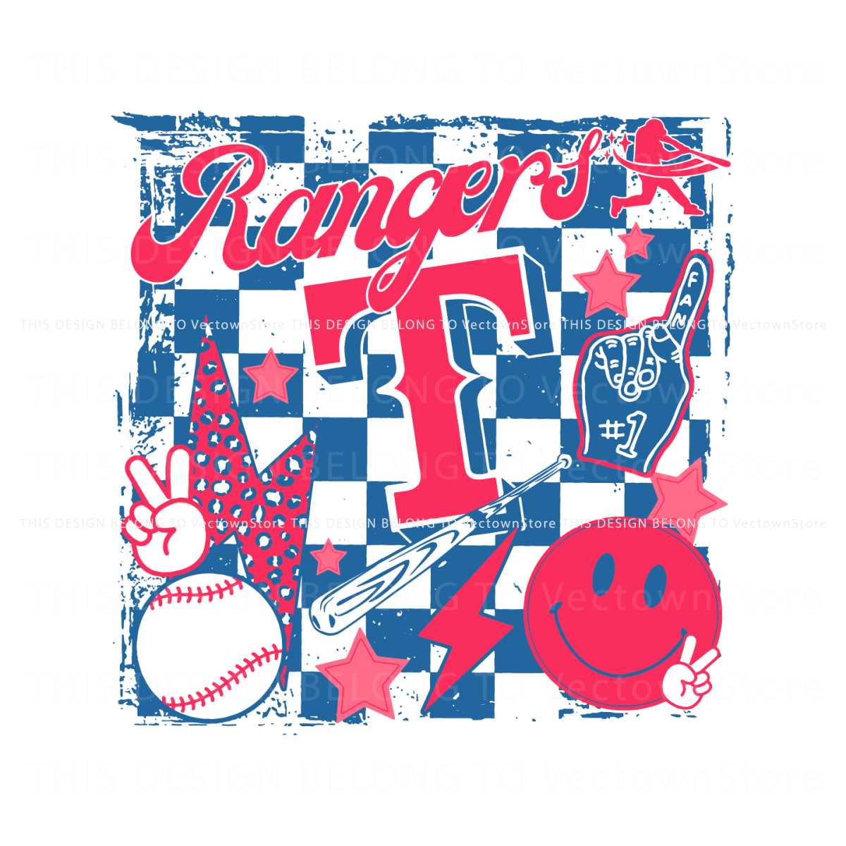 Texas Rangers Blue Checkerboard SVG Graphic Design File, Tre | Inspire ...