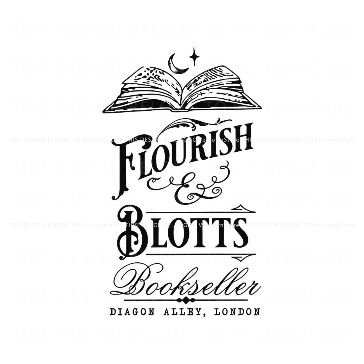 Vintage Flourish And Blotts Magical School SVG Design File B Inspire