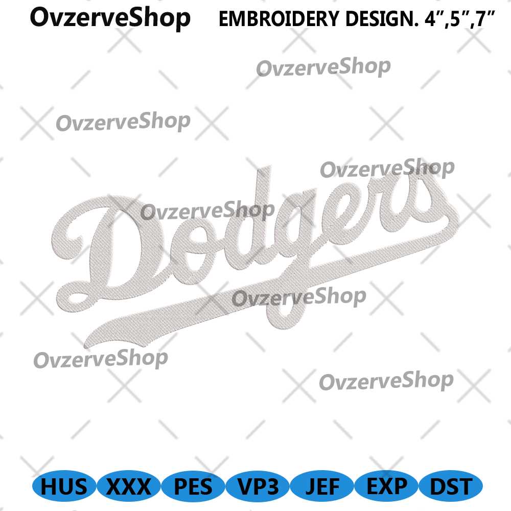 Dodgers Logo Embroidery Design, MLB Dogers