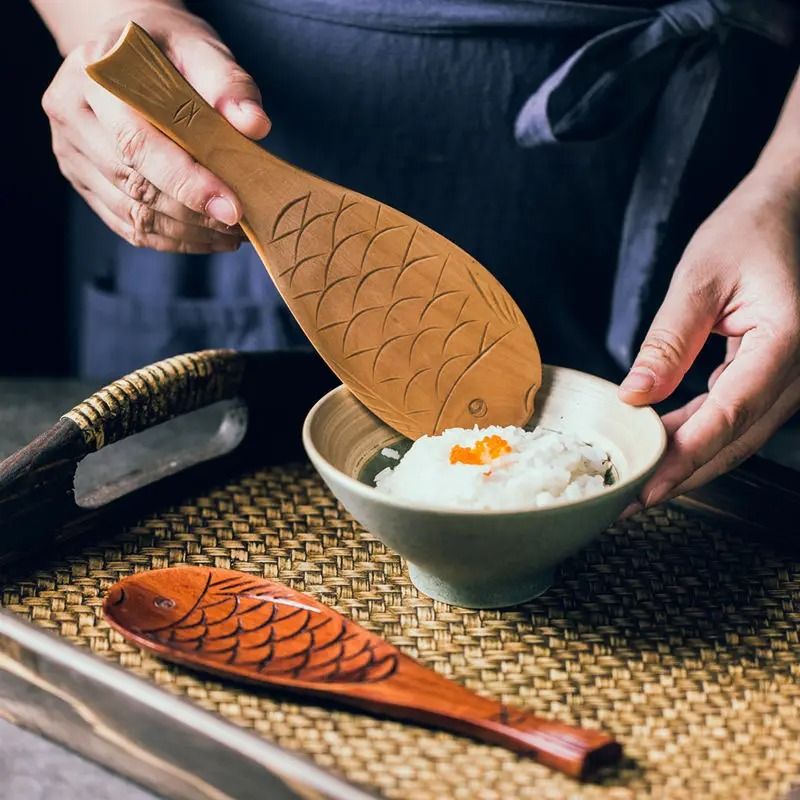 Retro Japanese Fish-Shaped Wooden Rice Spoon | Inspire Uplift