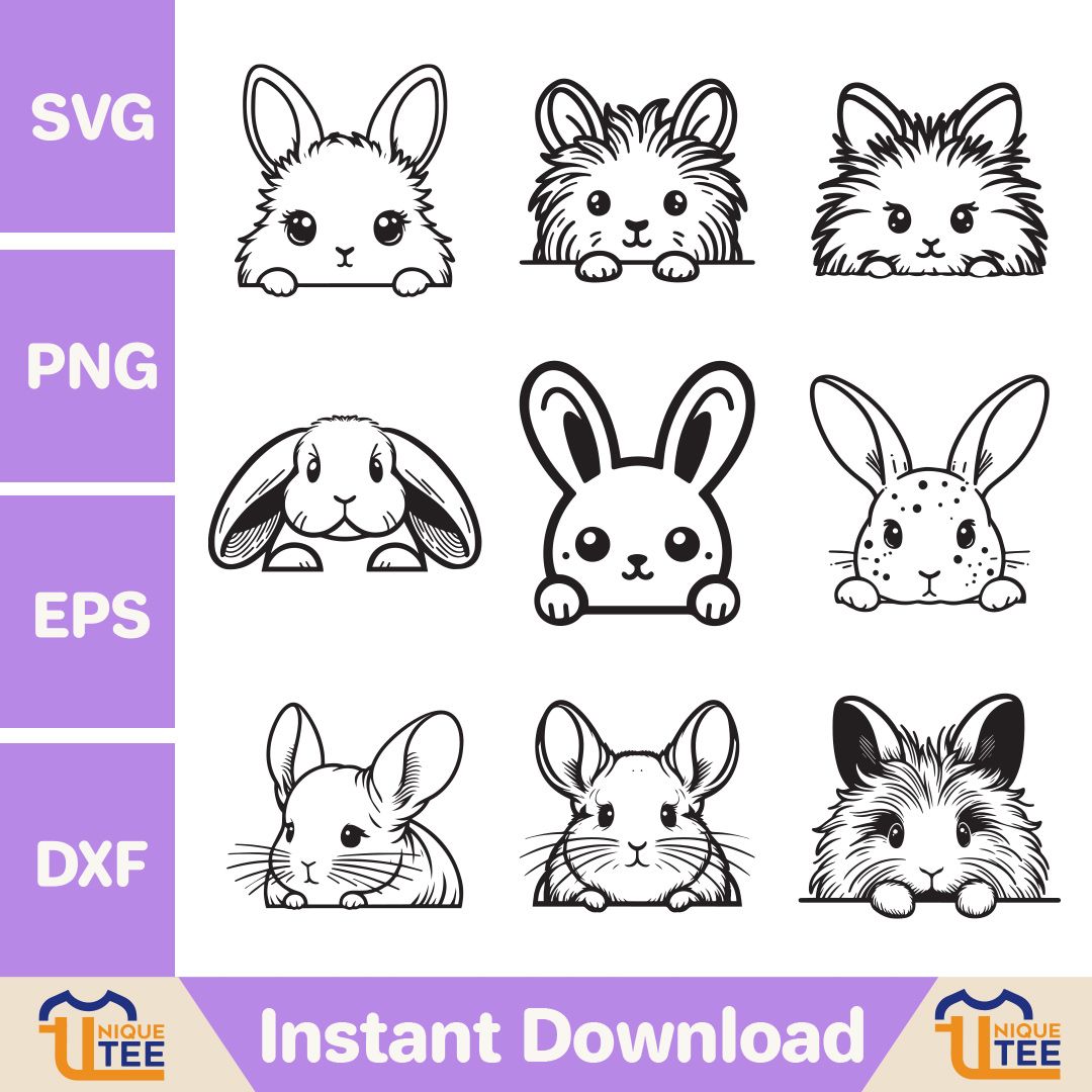 Rabbits Peeking SVG Bundle, Perfect for Crafting and Gifts, | Inspire ...