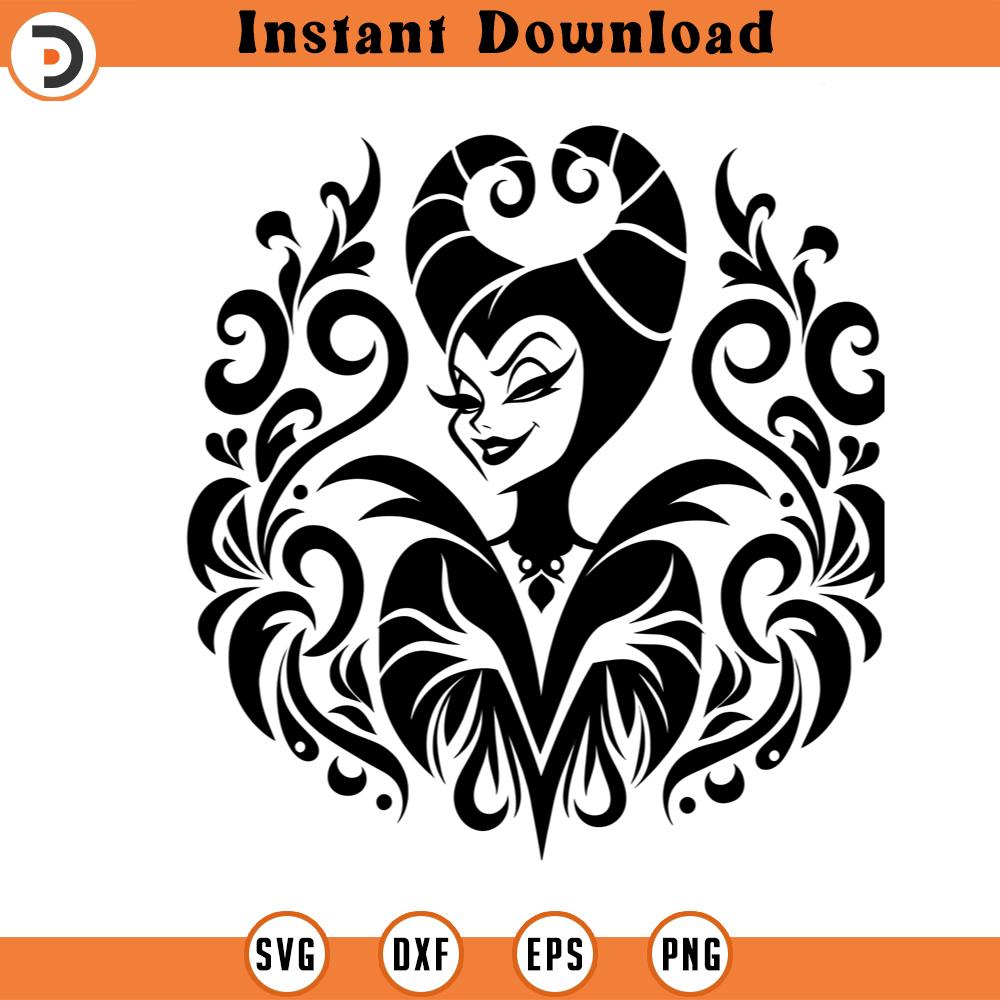 Maleficent Villain Mandala SVG Silhouette, Cricut File. | Inspire Uplift