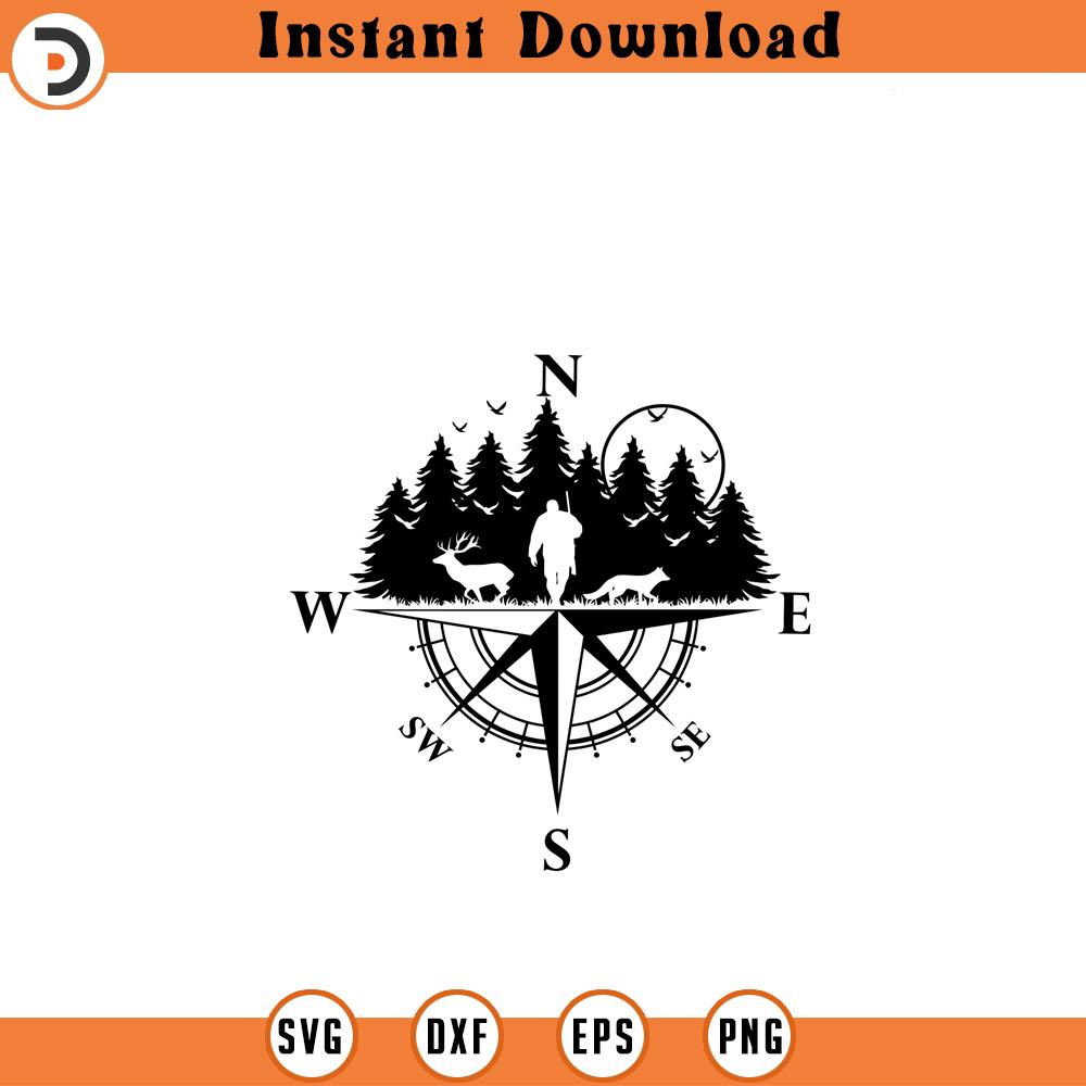Compus With Deer Hunting SVG file Compass deer hunting SVG - Inspire Uplift