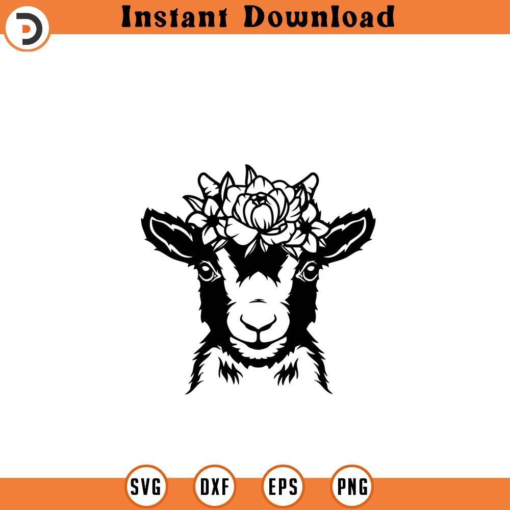 Floral Baby Goat SVG File Cute Goat Svg | Inspire Uplift