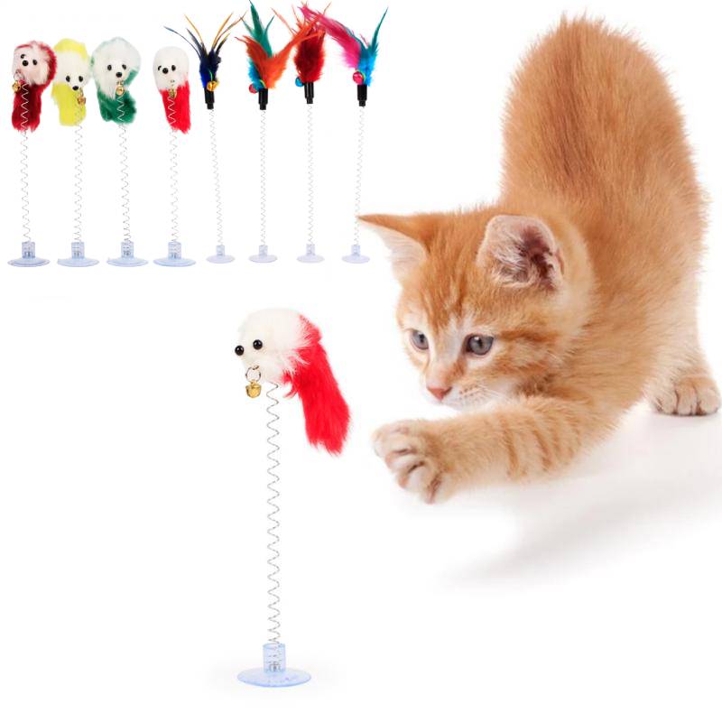 Toy Bird Spring Interactive Multicolor Feather Stick Spring Toy with Bell: F | Inspire ...