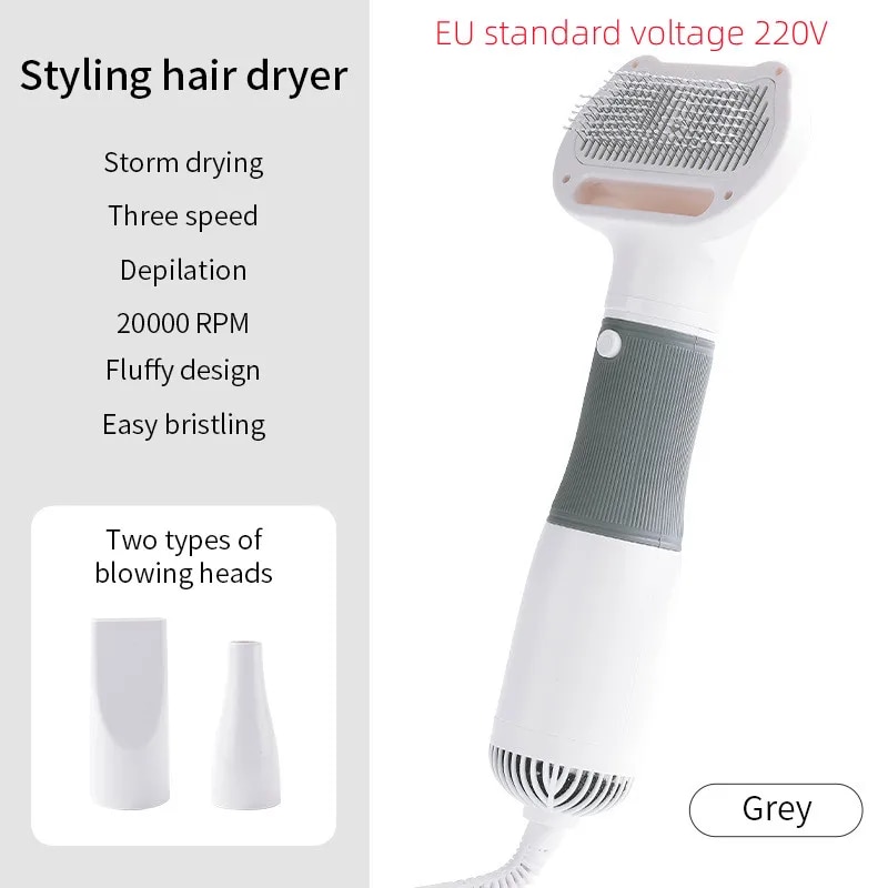 3-in-1 Pet Dryer: Quiet Dog Hair Blower & Comb Brush for Grooming Cats & Dogs
