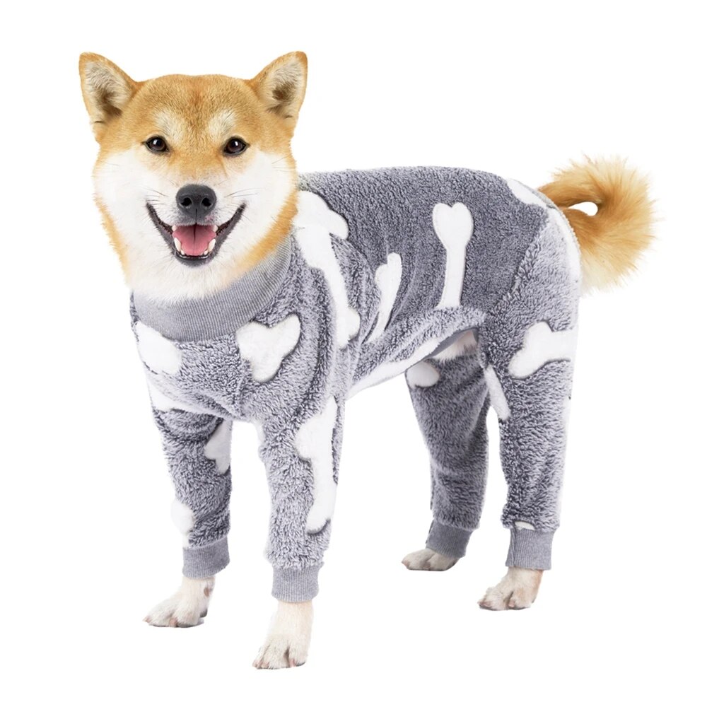 Warm Fleece Dog Pajamas: Cute Winter Onesies for Medium to Large Dogs