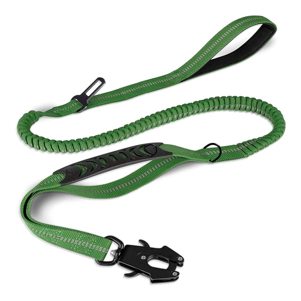 Heavy Duty Tactical Dog Leash, Reflective, Shock-Absorbing Bungee Leash for Large Dogs | No-Pull & Car Seatbelt Safe