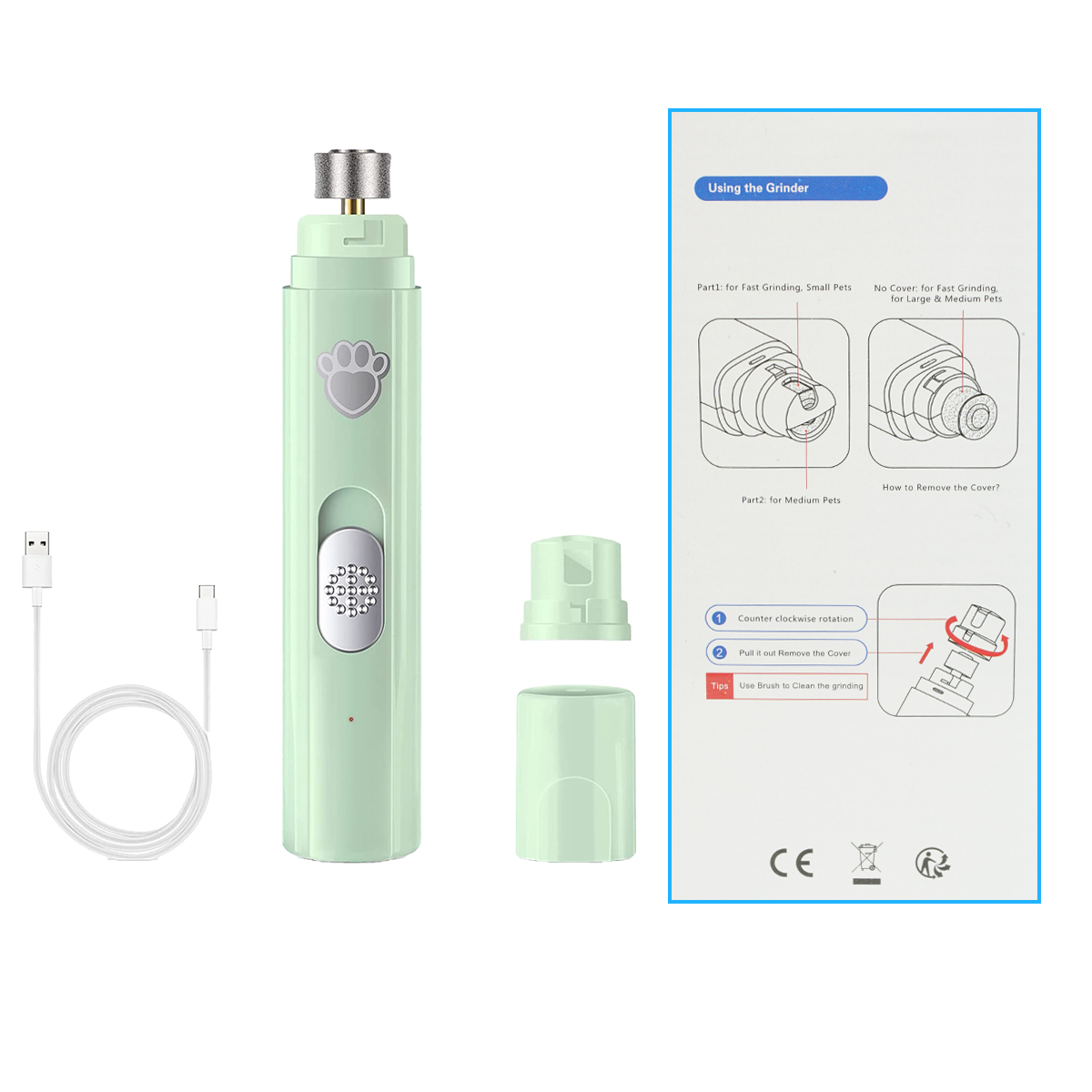 Pro Rechargeable Dog Nail Grinder for Safe & Stress-Free Pet Grooming