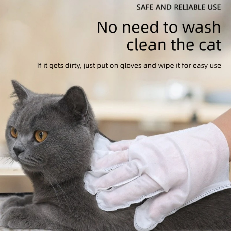 No Rinse Pet Cleaning Gloves Wipes for Dogs & Cats Disposable Grooming Care
