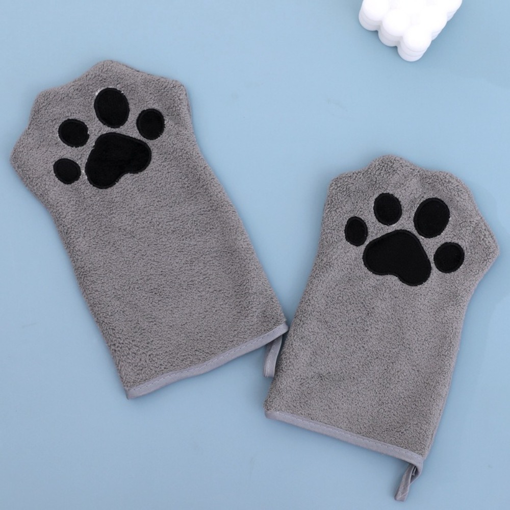 Double Sided Pet Bath Gloves Absorbent Microfiber Dog Drying Mitts Hangable Quick Dry Towel Gloves