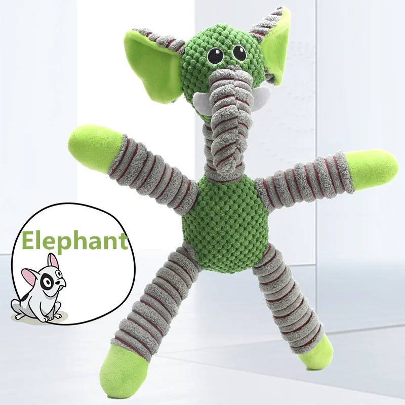 Animal Plush Dog Chew Toy with Squeaker for Large Dogs & Puppies
