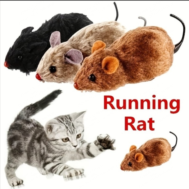 Lifelike Running Mouse Cat Toy Interactive Plush Mouse Pet Chase Toy