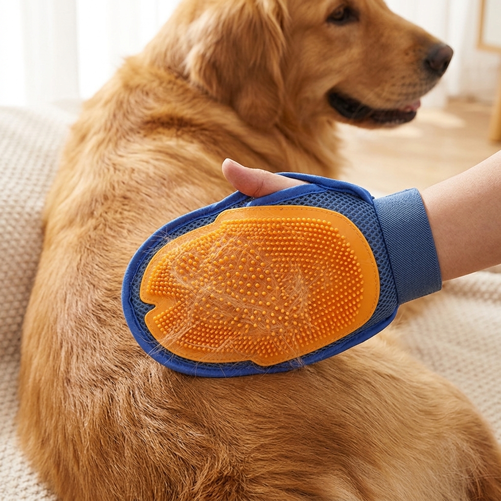 Gentle Touch Pet Grooming Glove & Deshedding Brush for Cats and Dogs